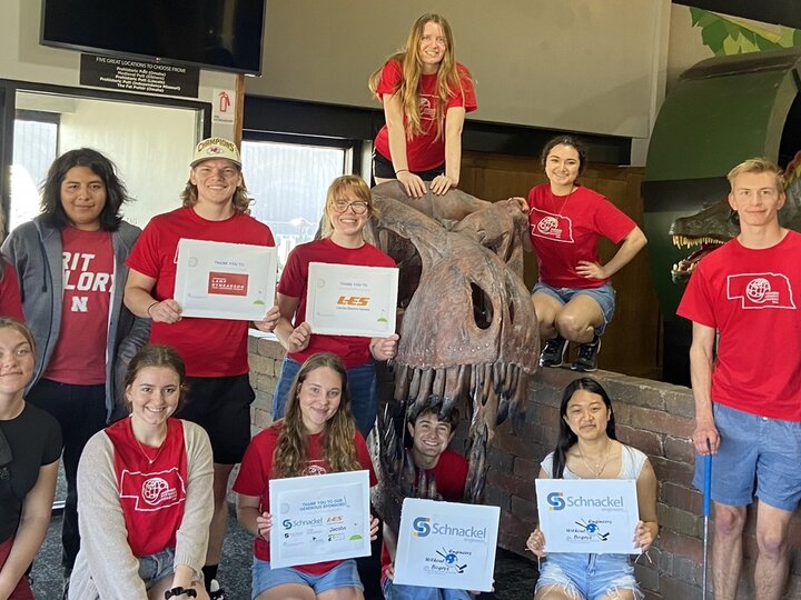 EWB-NU members group photo at Engineers Without Bogies mini golf event 