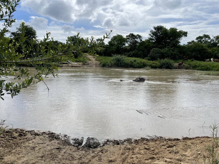 The Kalomo River with water at the future crossing of the Kalomo River Pedestrian Bridge