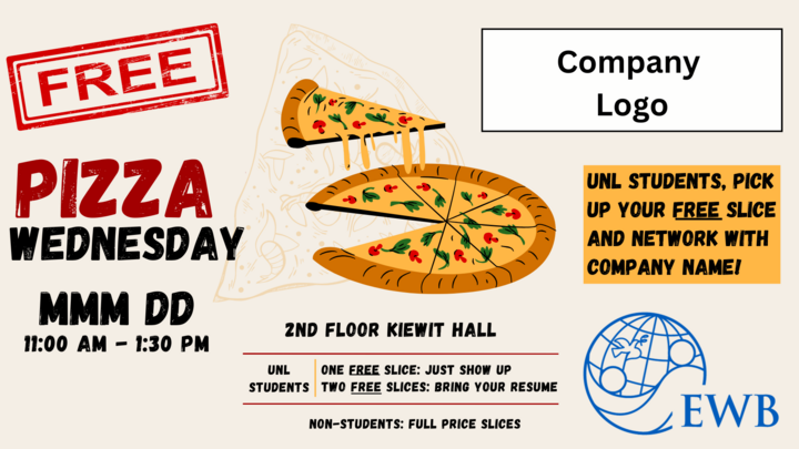 Pizza Partnership advertisement shown throughout the UNL Engineering Complex